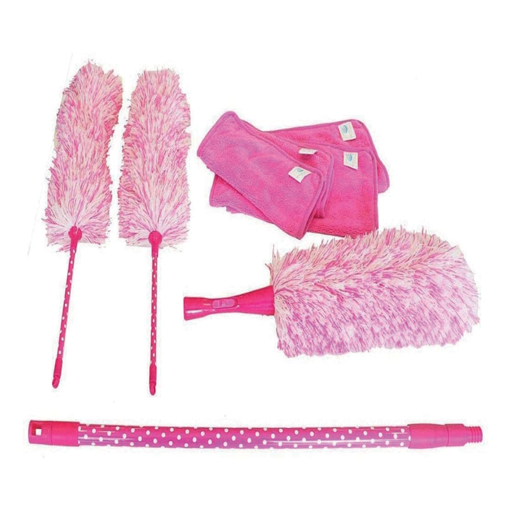 3 Piece Duster Set with Extendable Handle & 4 Microfibre Cloths